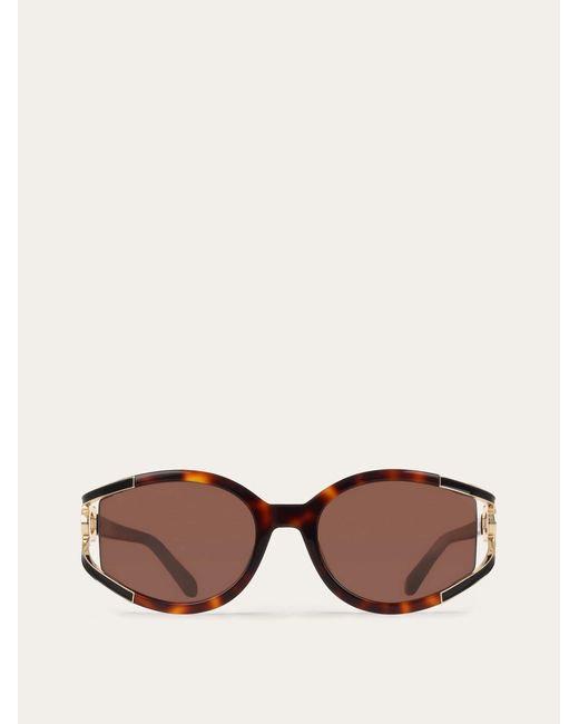 Ferragamo Natural Oval Frame Sunglasses
