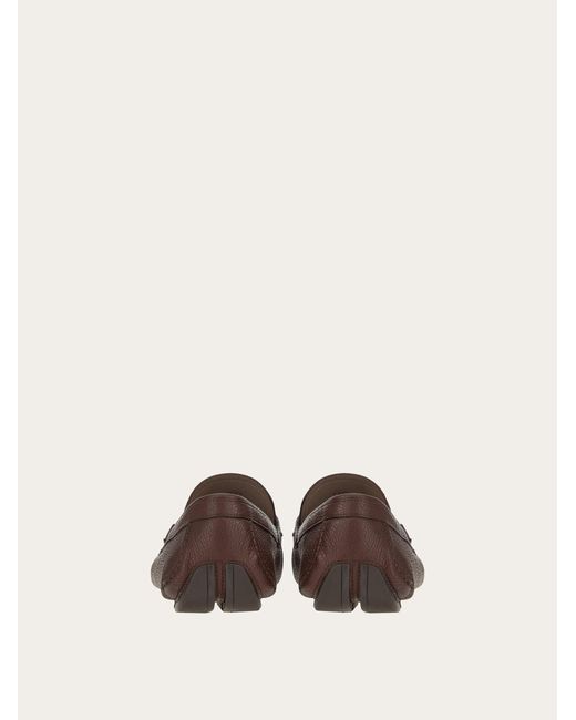 Ferragamo Brown Driver With Gancini Ornament for men