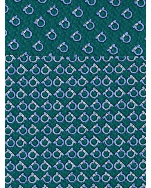 Ferragamo Blue Gancini Square Print Silk Tie for men