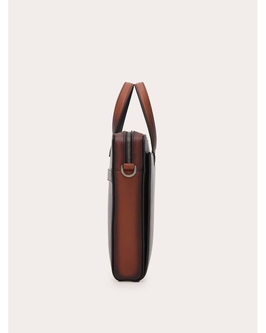 Ferragamo Brown Gancini Briefcase for men