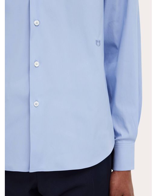 Ferragamo Blue Shirt With Micro Print for men