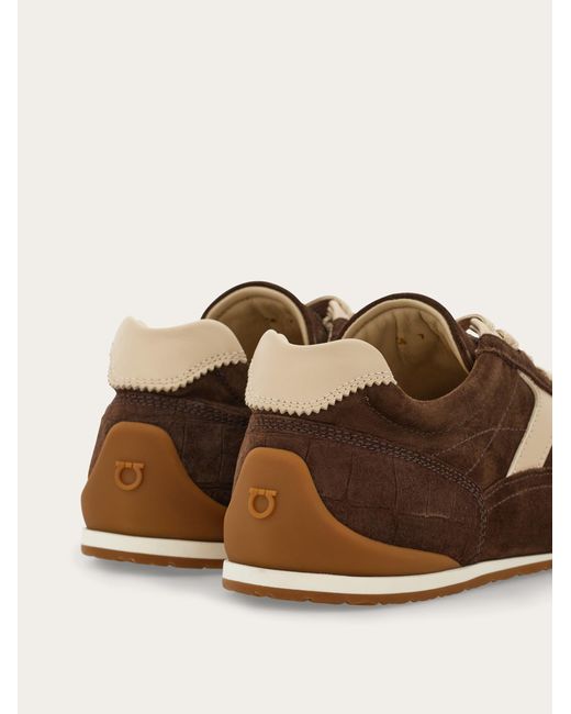 Ferragamo Brown Gancini Ornament Sneaker