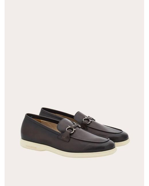 Ferragamo White Casual Loafer With Gancini Ornament .5 for men