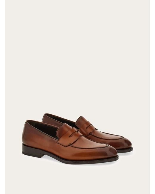 Ferragamo Brown Tramezza Penny Loafer for men