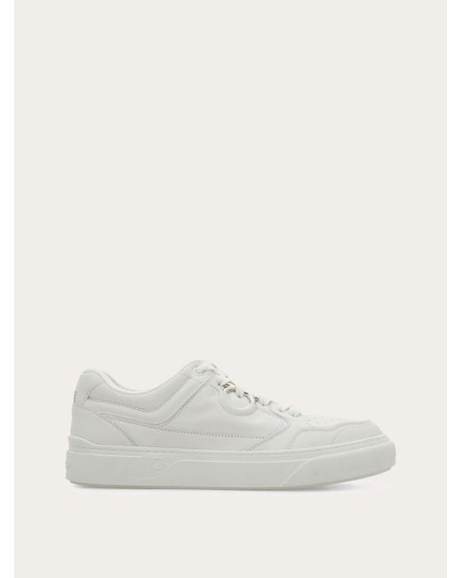 Ferragamo White Gancini Sneaker for men