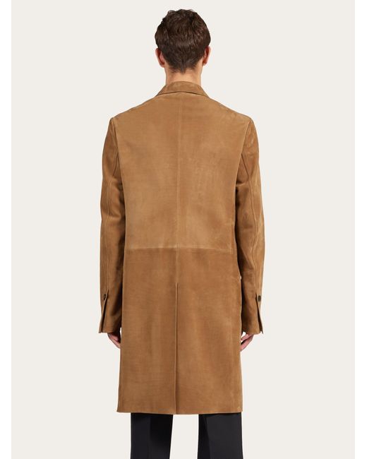 Hommes Manteau En Nubuck Ferragamo pour homme en coloris Brown