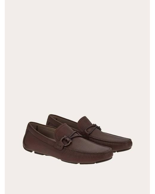 Ferragamo Brown Driver With Gancini Ornament for men