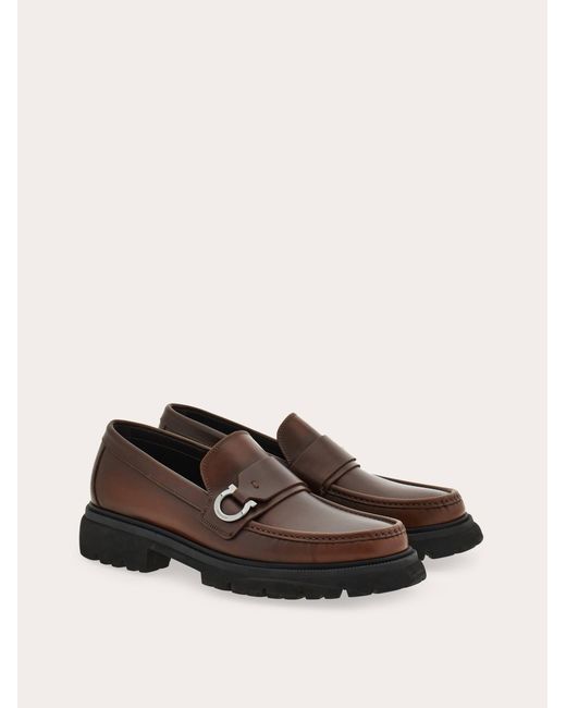 Ferragamo White Loafer With Gancini Detail for men