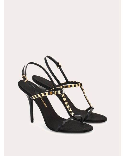 Ferragamo Natural Vara Chain T-Strap Sandal