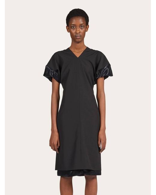 Ferragamo Black Wool Midi Dress