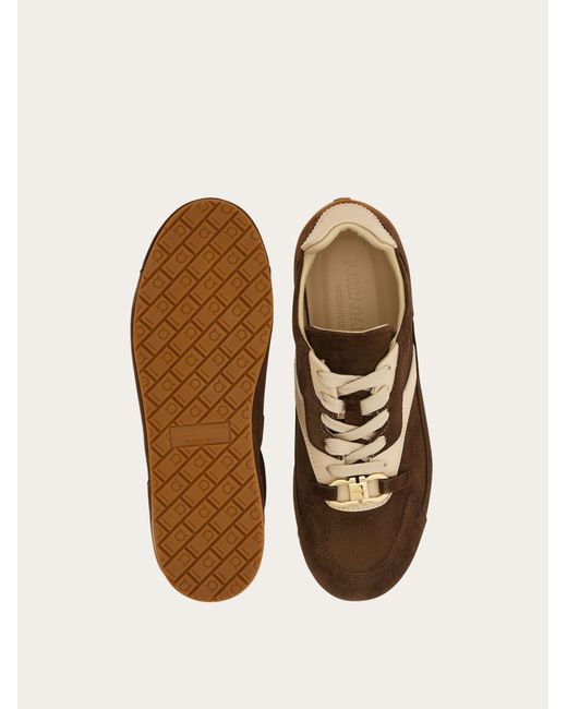 Ferragamo Brown Gancini Ornament Sneaker