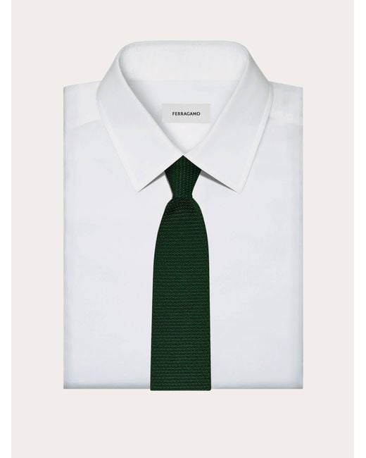 Ferragamo Green Silk And Cashmere Tie for men