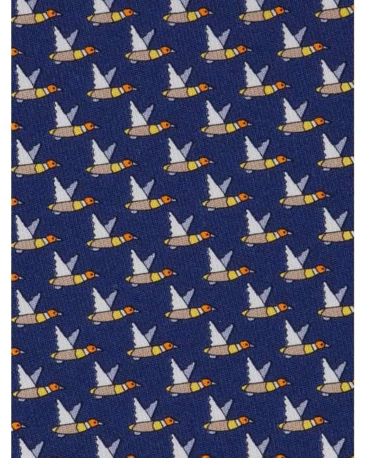 Ferragamo Blue Mallard Print Silk Tie for men
