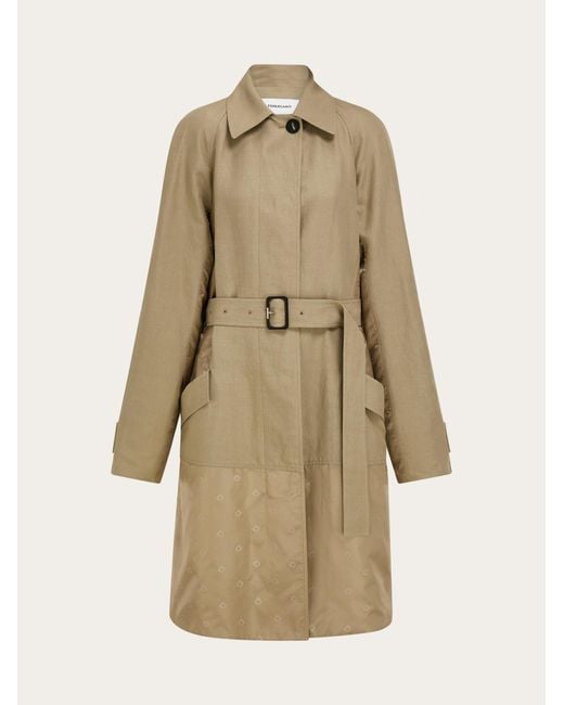 Ferragamo Natural Duster Coat With Satin Inserts