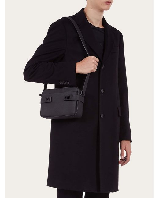 Ferragamo Black Shoulder Bag With Gancini Buckles for men