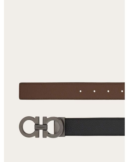 Ferragamo White Reversible And Adjustable Gancini Belt for men