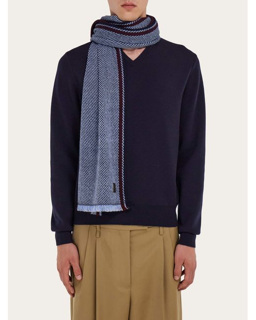 Ferragamo Blue Cashmere Scarf for men