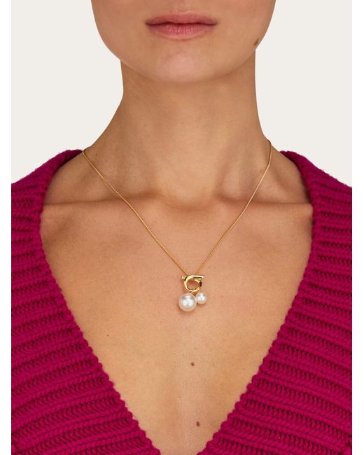 Ferragamo Natural Double Pearl Necklace