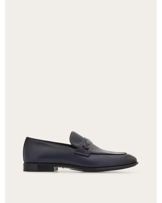 Ferragamo Blue Loafer With Gancini Ornament for men