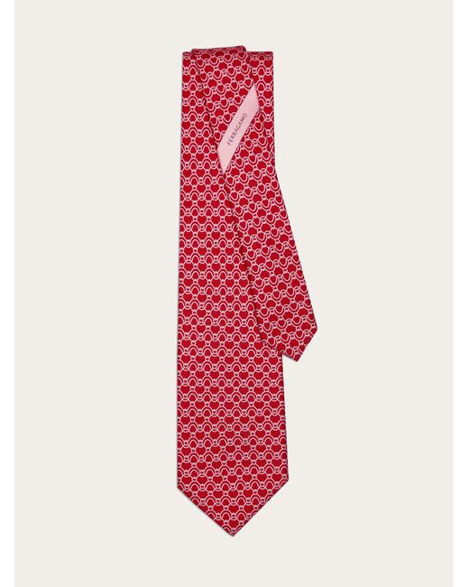 Ferragamo Red Wave Print Silk Tie for men