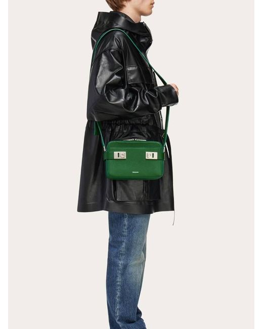 Ferragamo Green Shoulder Bag With Gancini Buckles for men