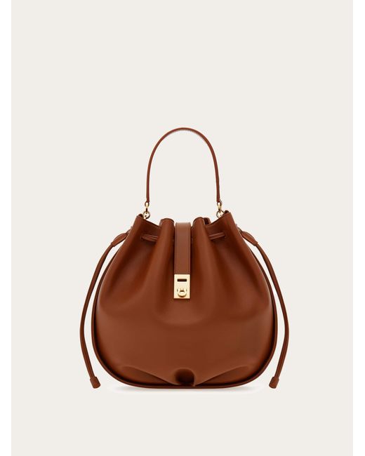 Ferragamo Brown Hug Bucket Bag