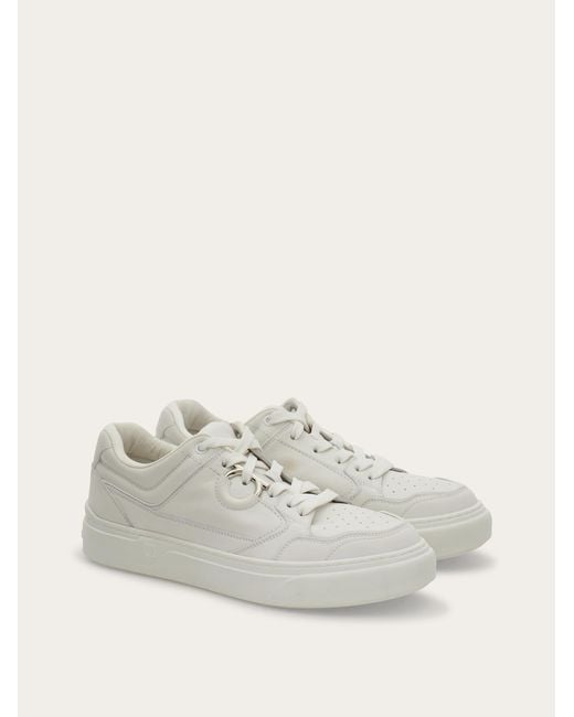 Ferragamo White Gancini Sneaker for men