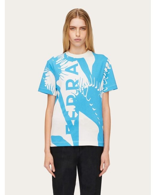 Ferragamo Blue Venus Print T-shirt