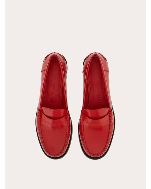 Ferragamo Red Moccasin With Logo
