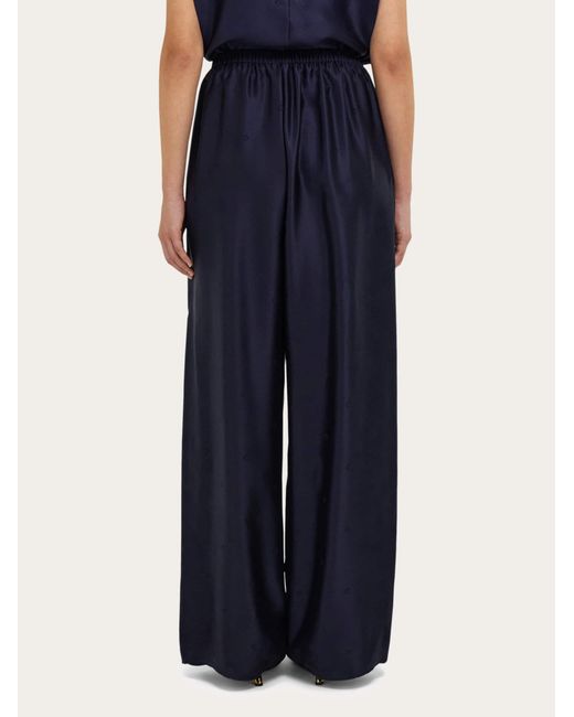 Ferragamo Blue Silk Trouser