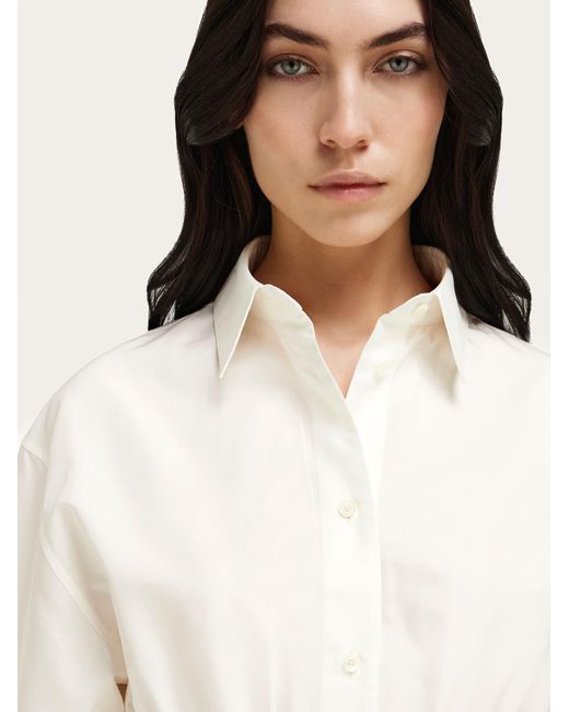 Ferragamo Natural Cotton And Silk Shirt Dress