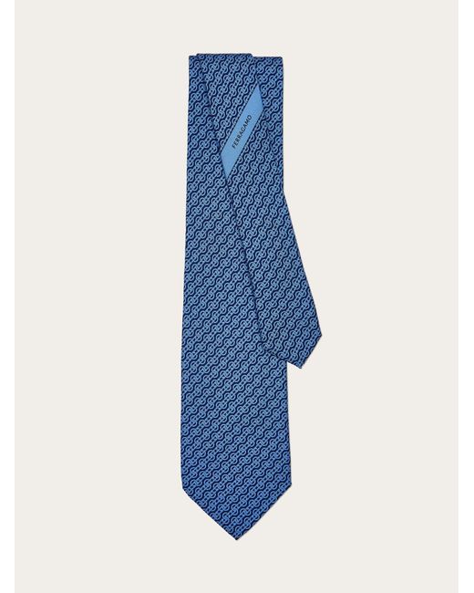 Ferragamo Blue Woven Print Silk Tie for men