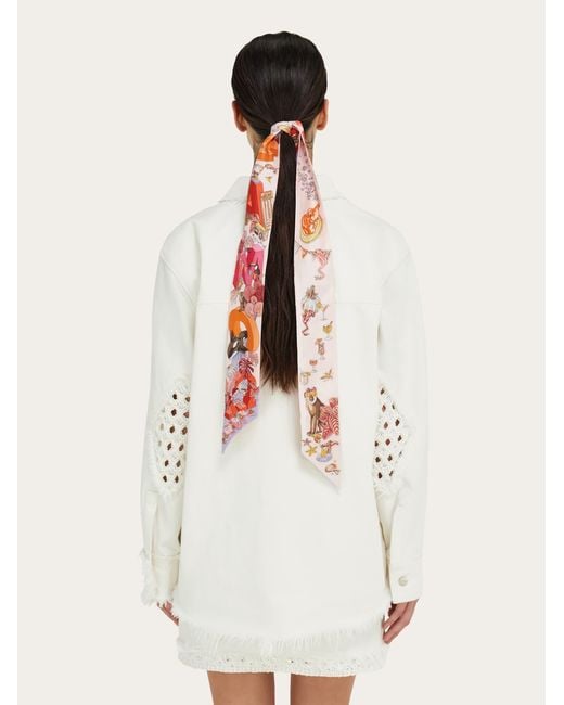 Ferragamo White Jungle Party Print Silk Mini Bandeau