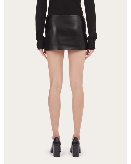 Ferragamo Black Leather Mini Skirt