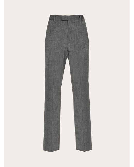 Ferragamo Gray Flat Front Tailored Trouser for men