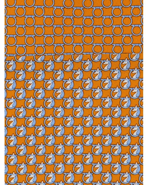 Ferragamo Natural Pegasus Print Silk Tie for men