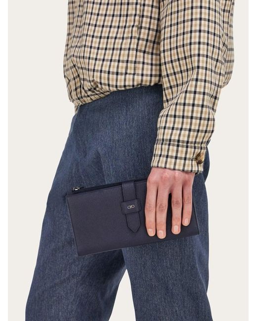 Ferragamo Blue Gancini Document Holder for men