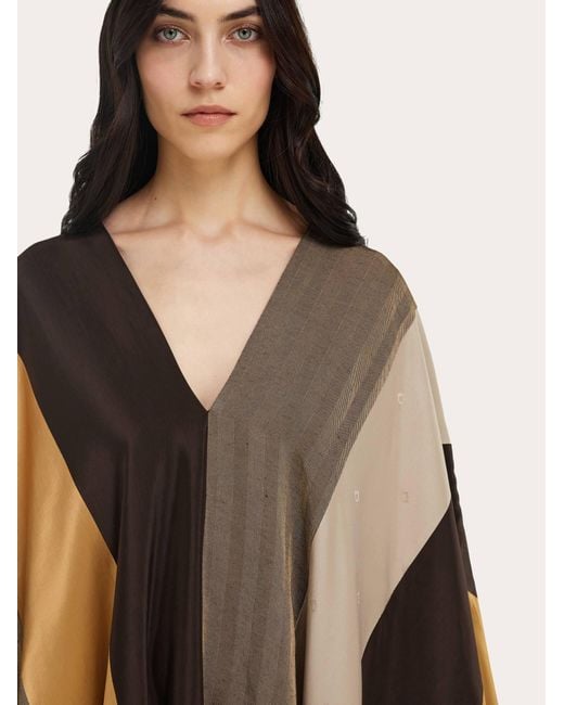 Ferragamo Brown Patchwork Poncho