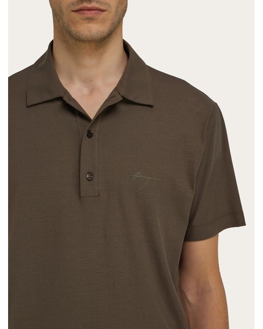 Ferragamo Herren Polohemd Aus Crepe-Voile in Brown für Herren