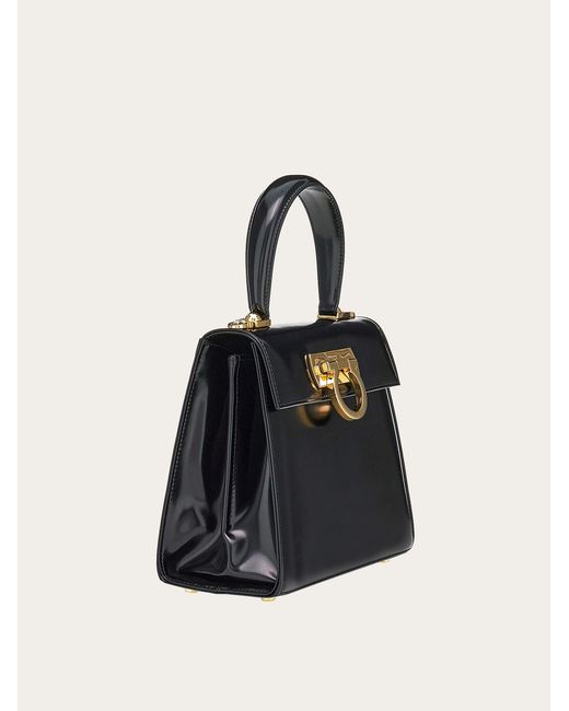 Ferragamo Black Iconic Top Handle (M)