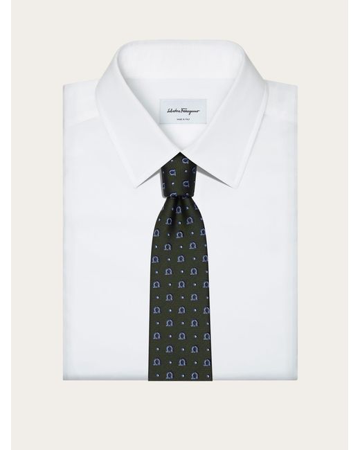 Ferragamo Black Gancini Jacquard Tie for men