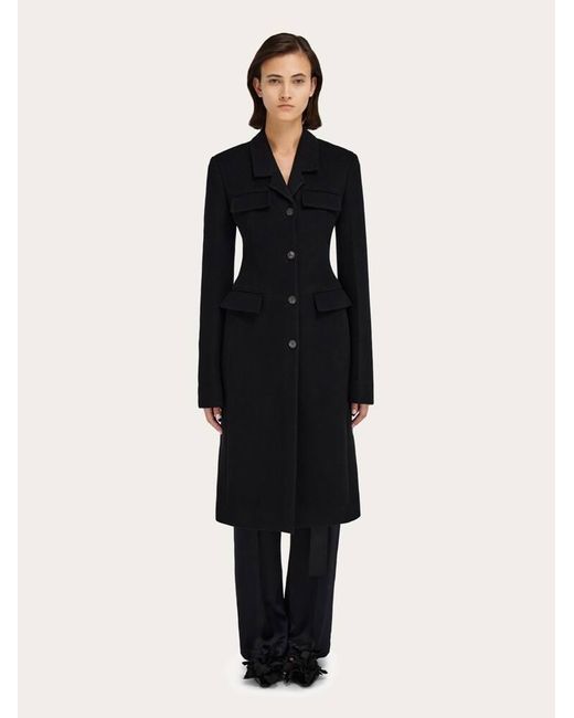 Ferragamo Blue Fitted Single Breasted Coat