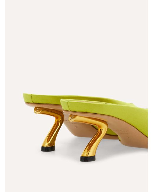 Ferragamo Yellow S-Shaped Heel Mule .5