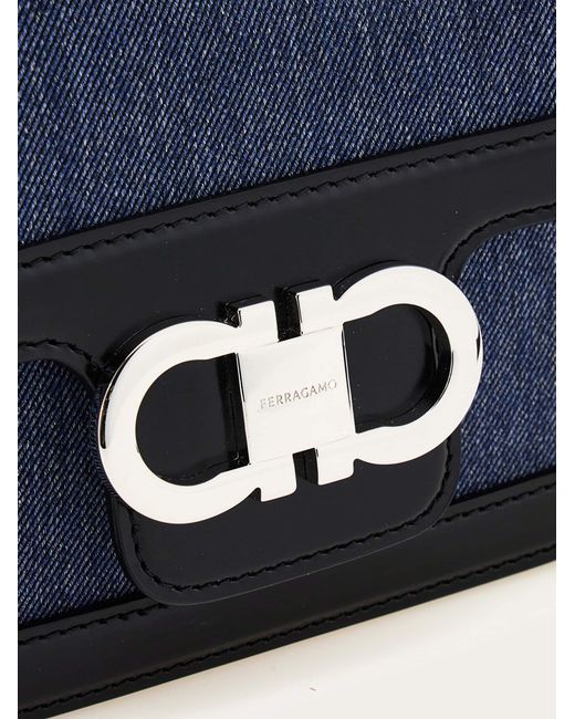 Ferragamo Blue Double Gancini Crossbody Bag (Xs)