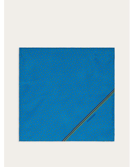 Ferragamo Blue Star Print Pocket Square for men