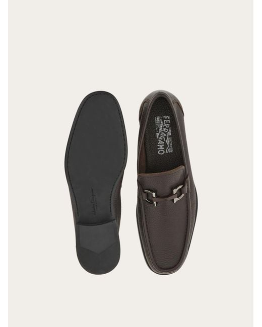 Ferragamo Brown Grandioso Gancini Bit Leather Loafers for men