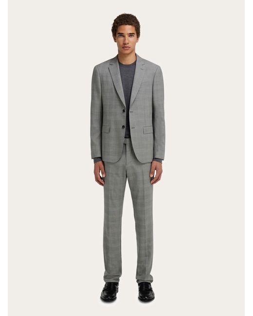 Ferragamo Gray Prince Of Wales Check Suit for men