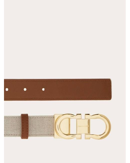 Ferragamo Brown Reversible And Adjustable Gancini Belt