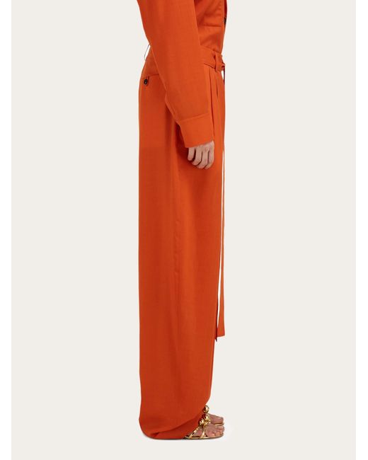 Ferragamo Orange Barrel-Leg Trousers
