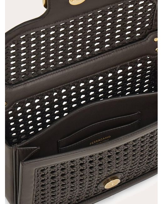 Ferragamo Black Double Gancini North-South Crossbody Bag (Xs)
